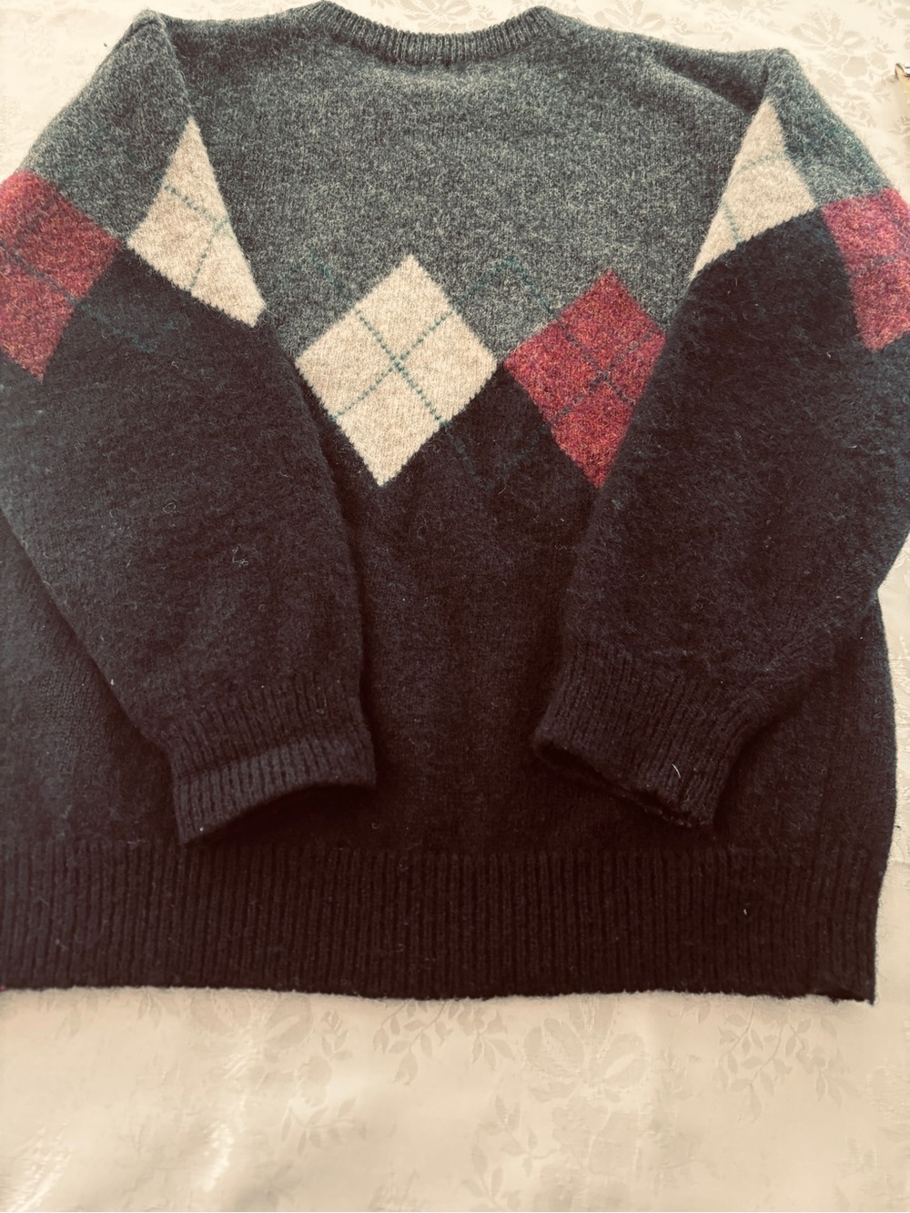 Byford Vintage 100% Wool Men's Argyle Burgandy/Black/White Size XL